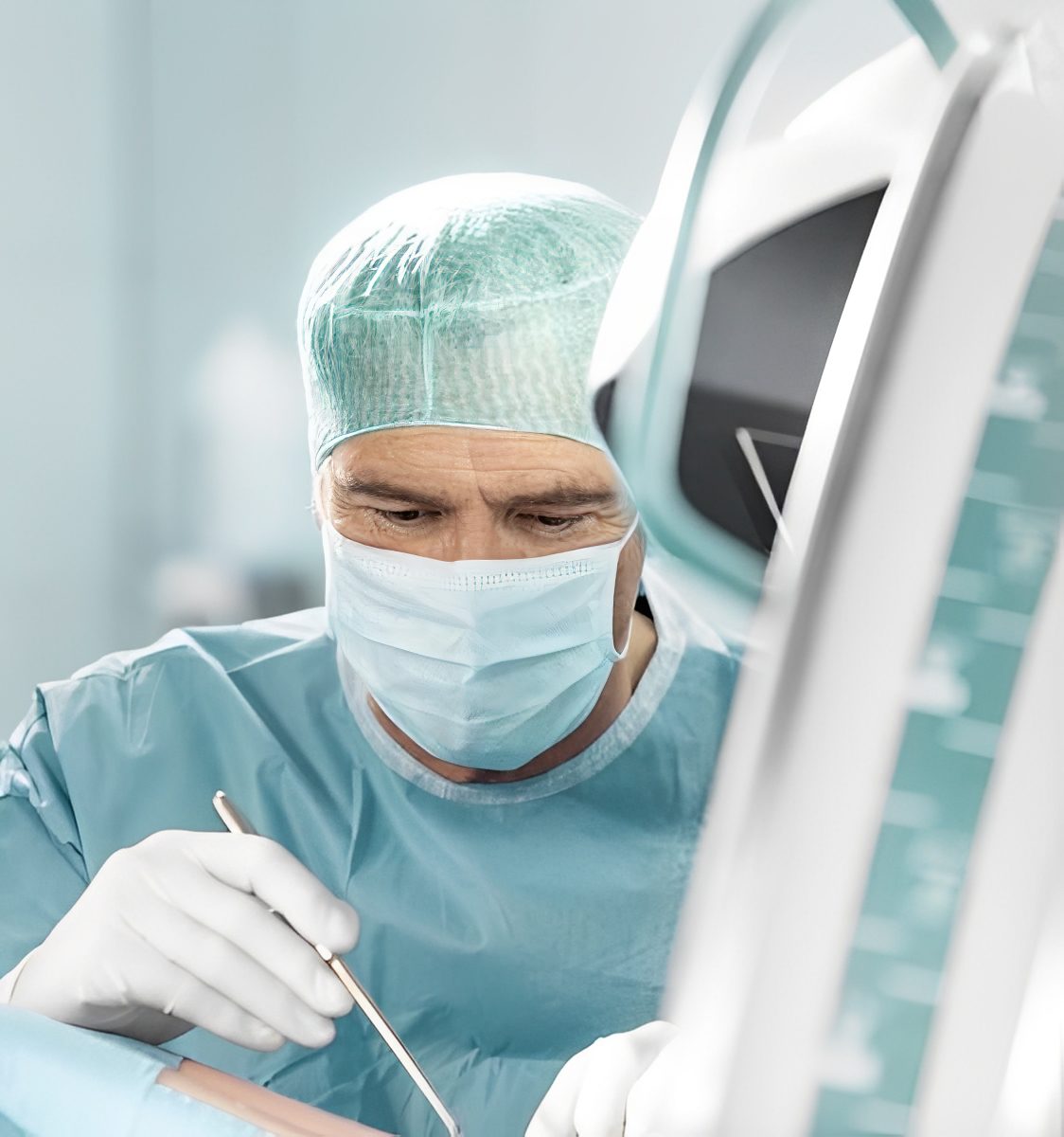 Surgeon performing a medical procedure