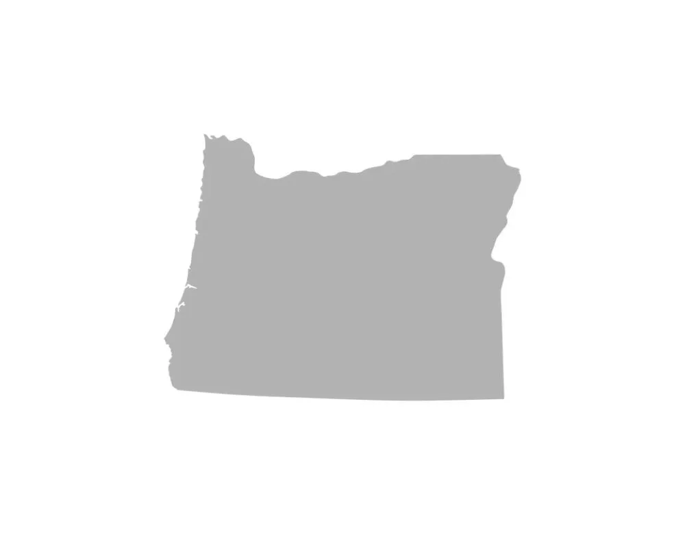 Simplified Oregon map shape in gray